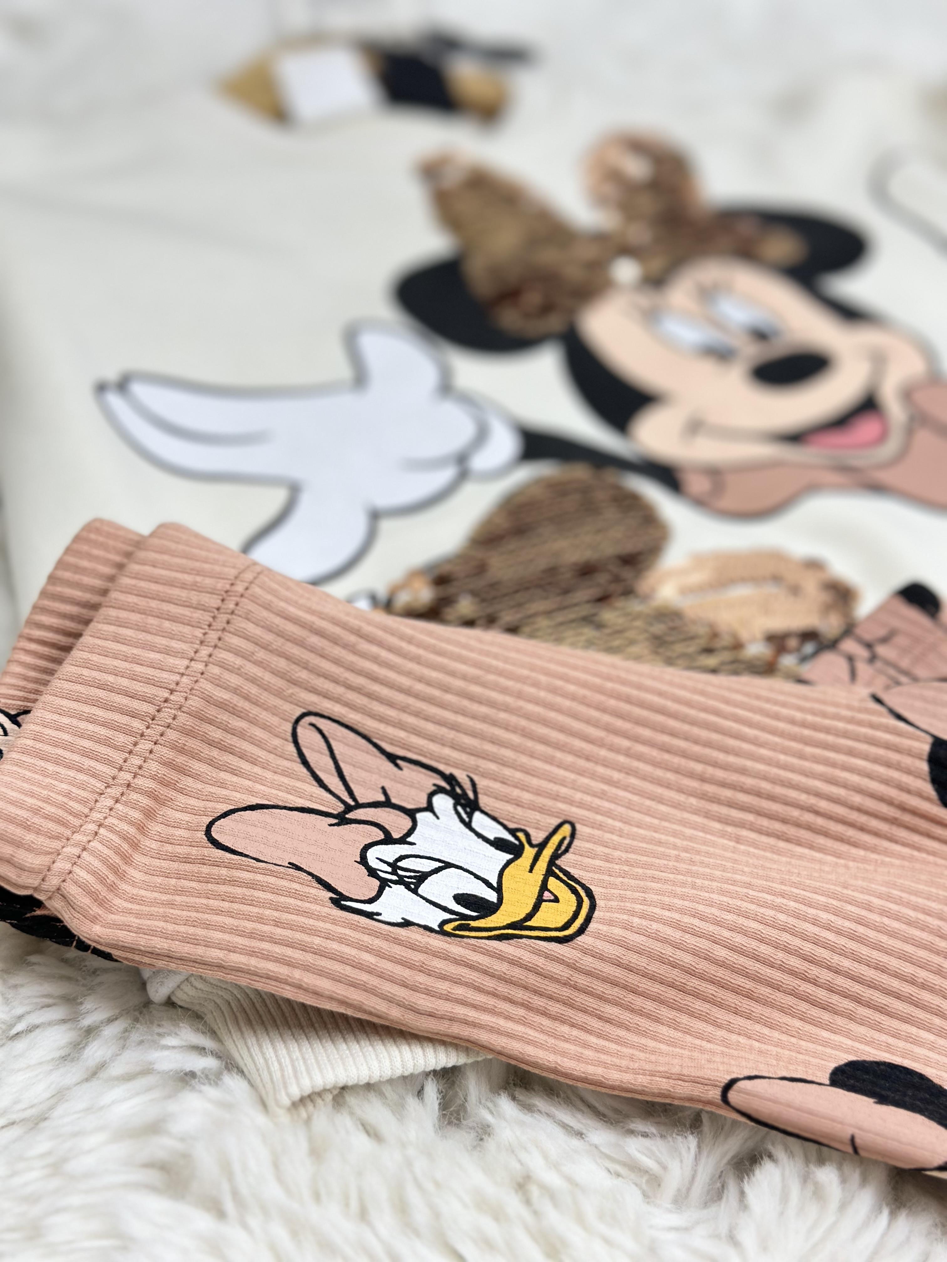 Kız Çocuk 3 İplik Minnie & Daisy Pullu Tayt Takım