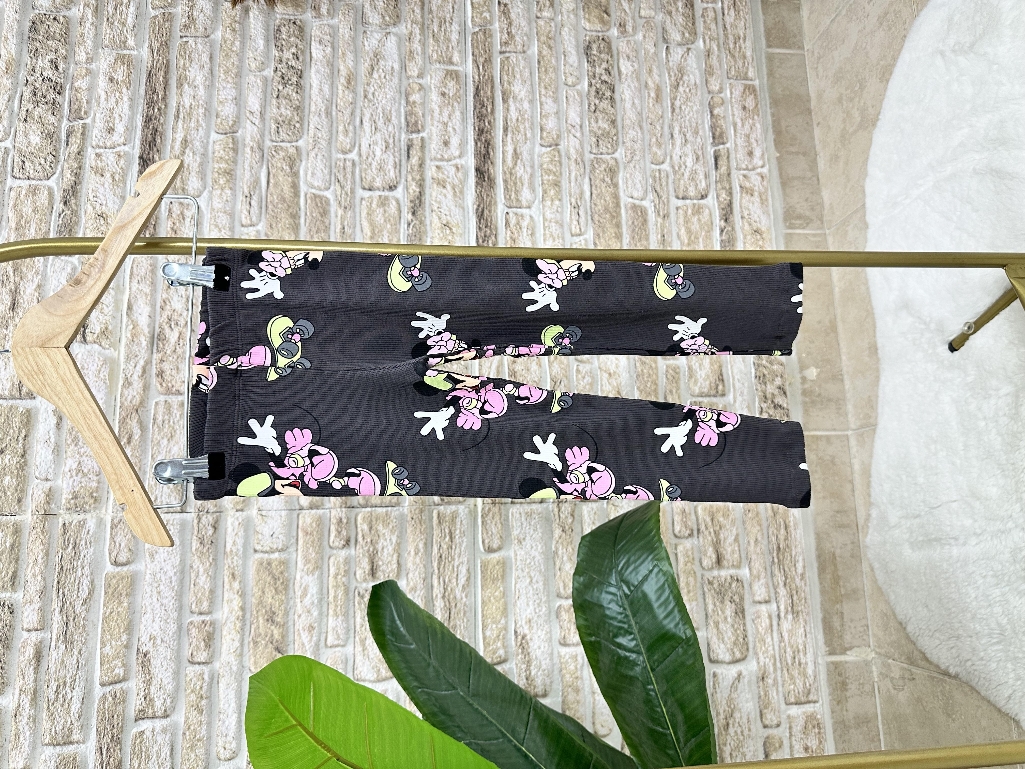 Kız Çocuk 3 İplik Minnie Neon Renk Taytlı Takım