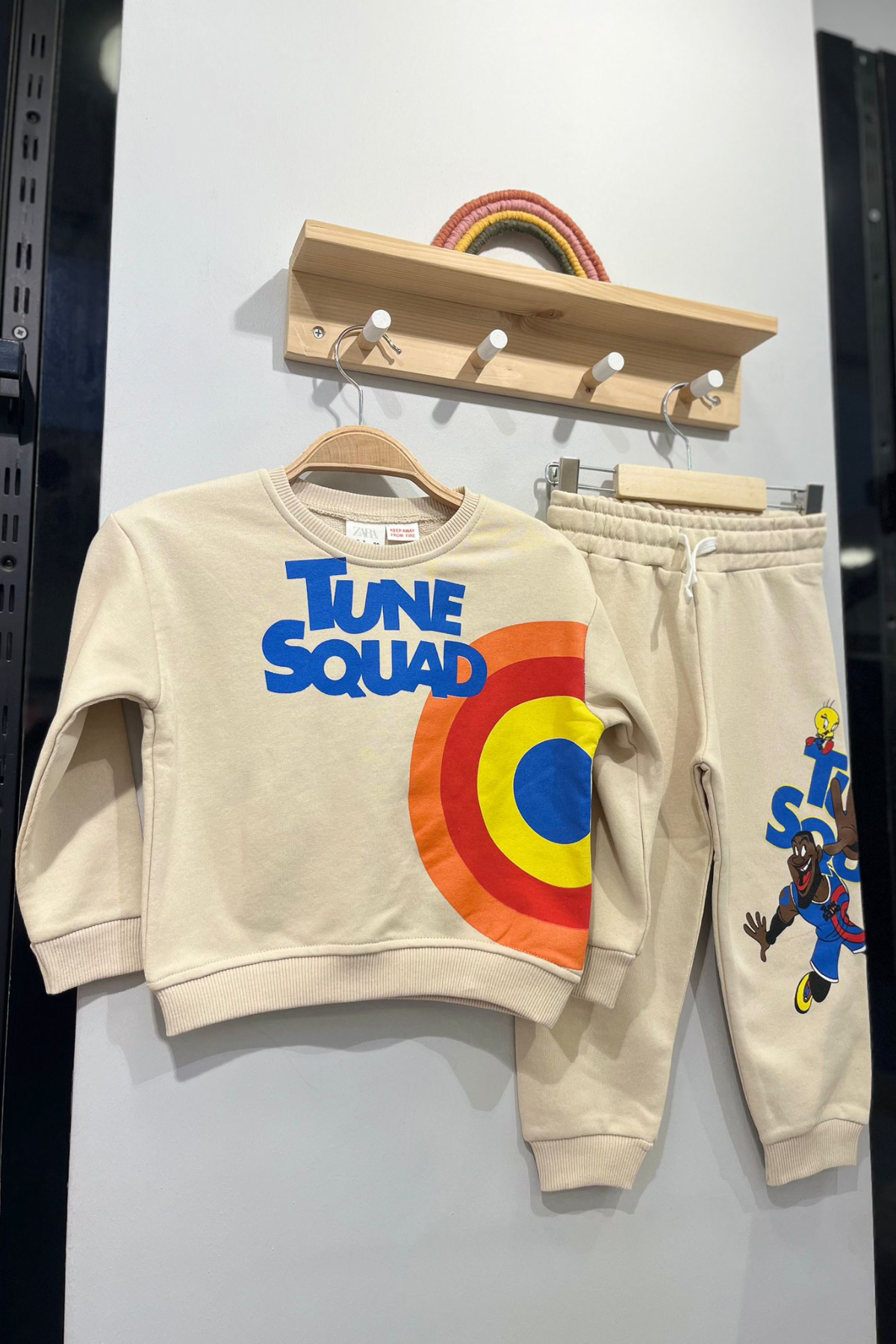 3 İplik Tune Squad Baskı İkili Krem Takım