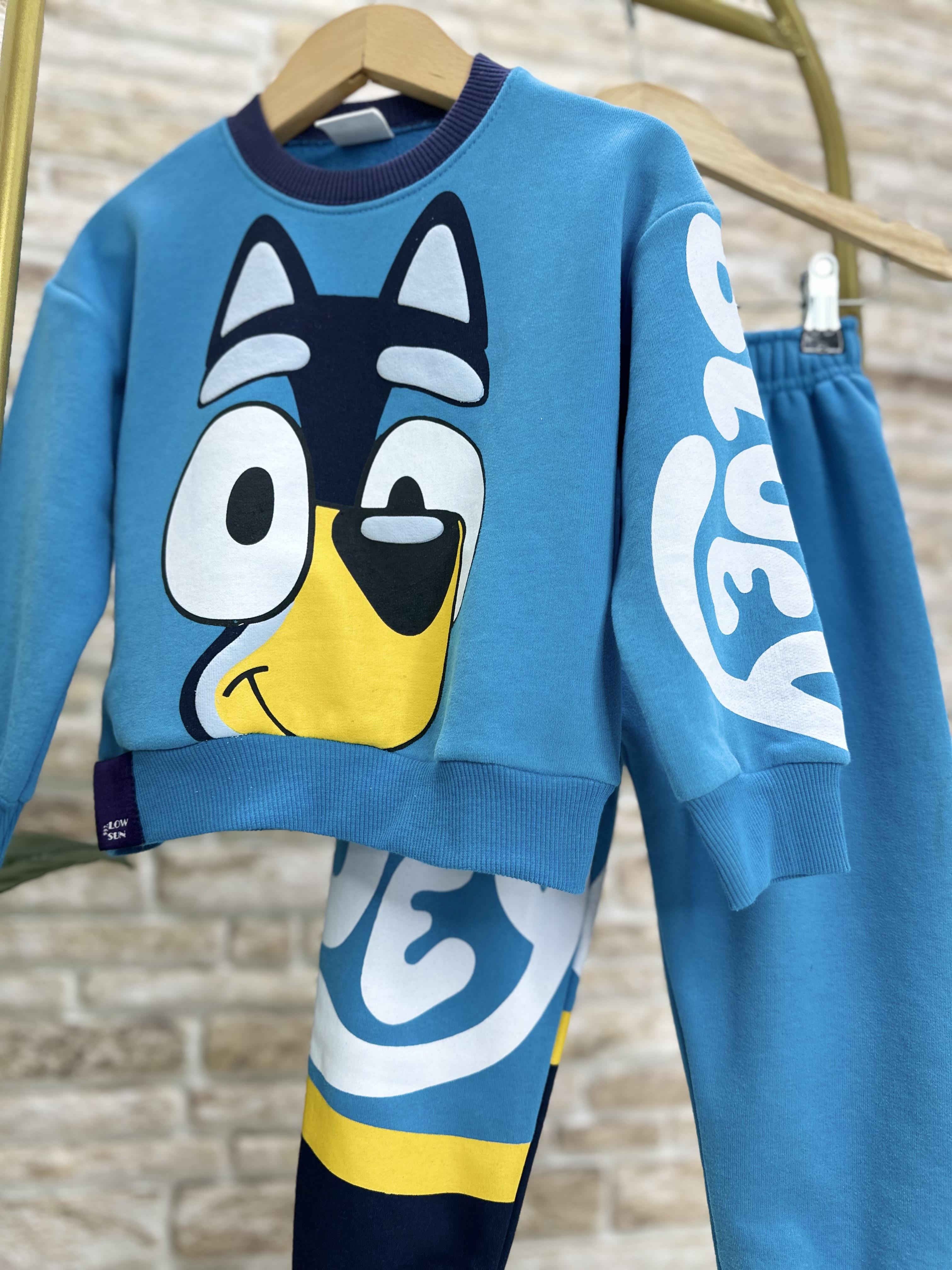Unisex Çocuk 3 İplik Bluey Mavi İkili Takım