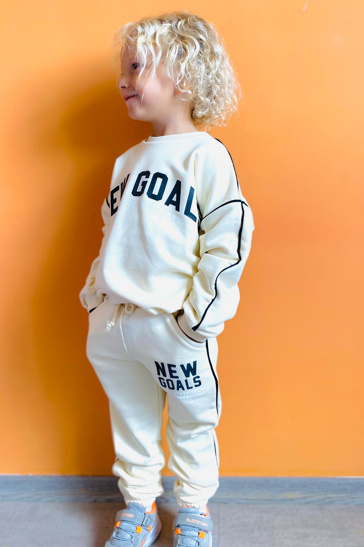Unisex Çocuk 3 İplik Krem New Goals Takım