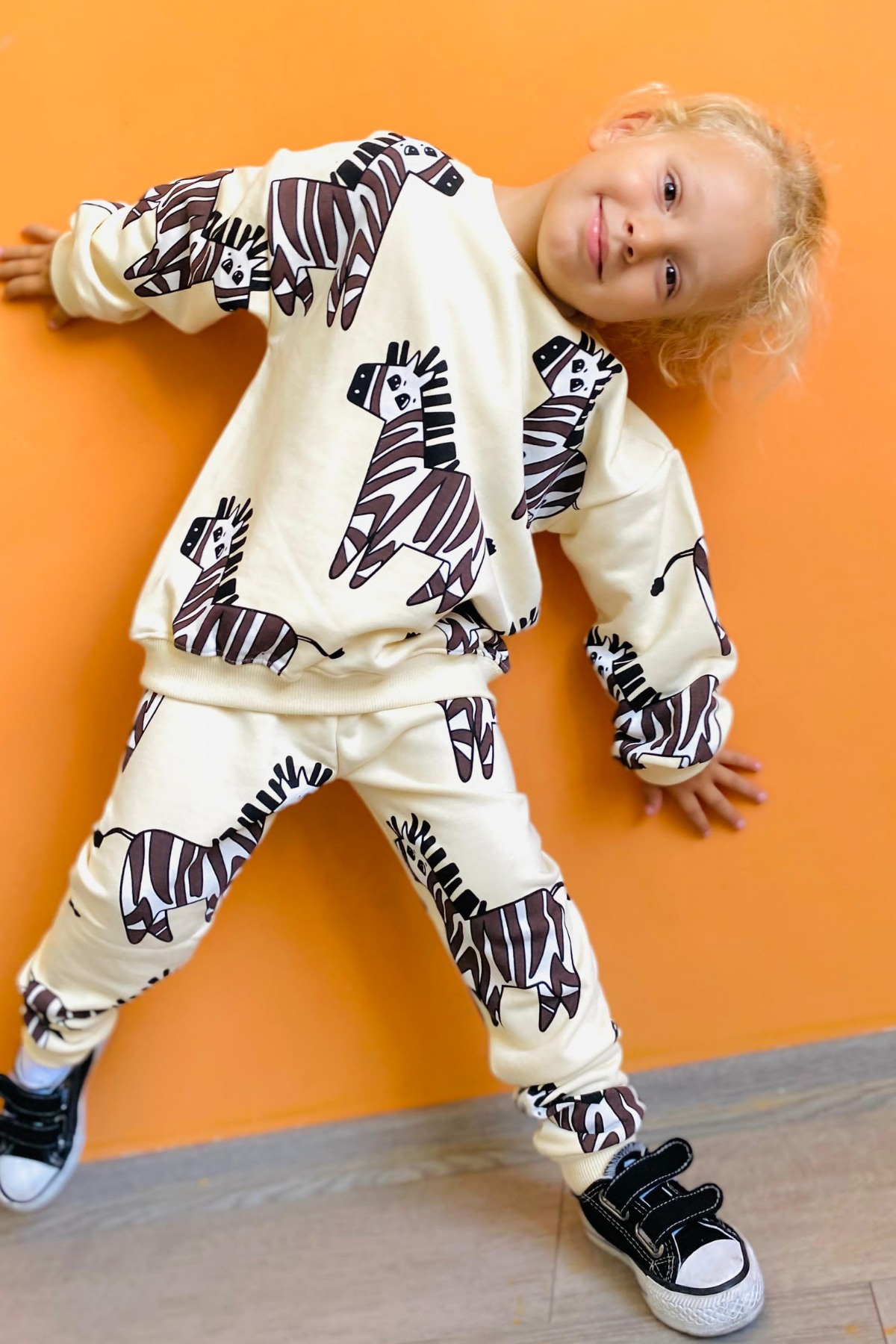 Unisex Çocuk 3 İplik Zebra Desenli Takım