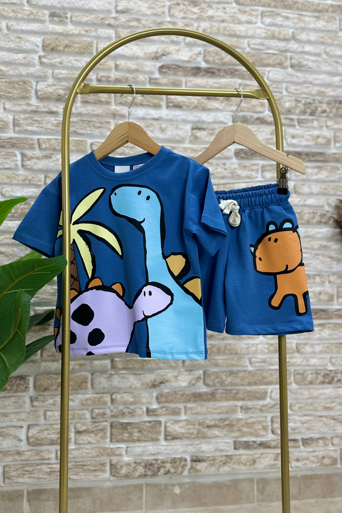 Animal Baskı Saks Şortlu Takım