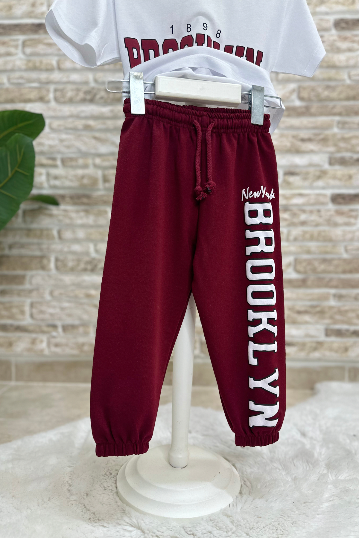Brooklyn Bordo Tshirt Eşofman Takım