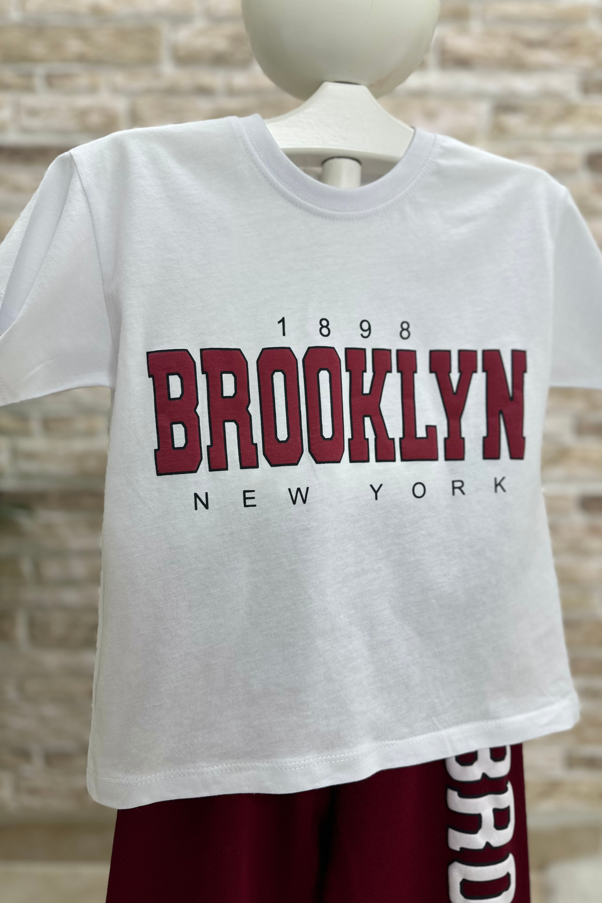 Brooklyn Bordo Tshirt Eşofman Takım