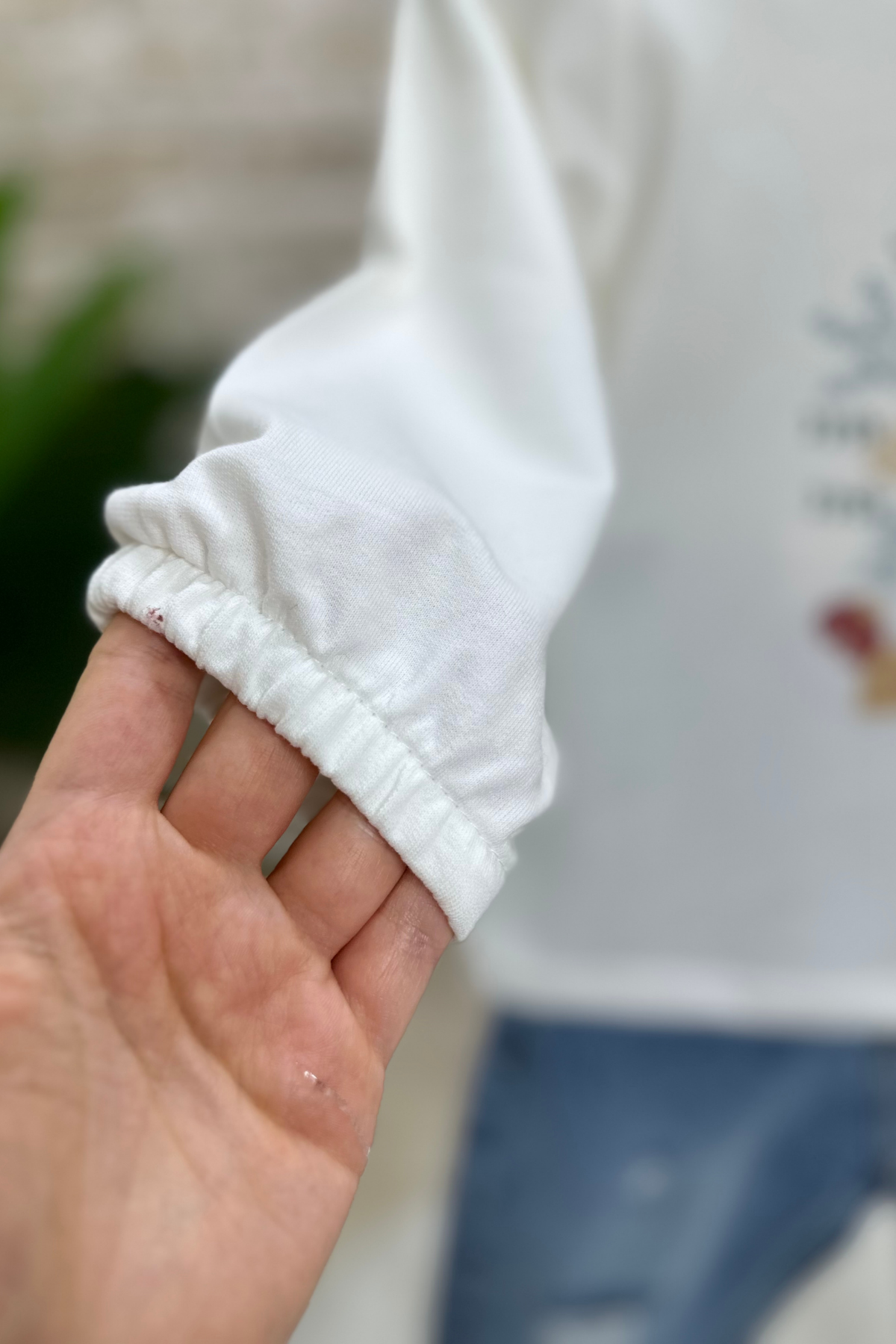 Çiçekli Uzun Kol Lastikli Bluz