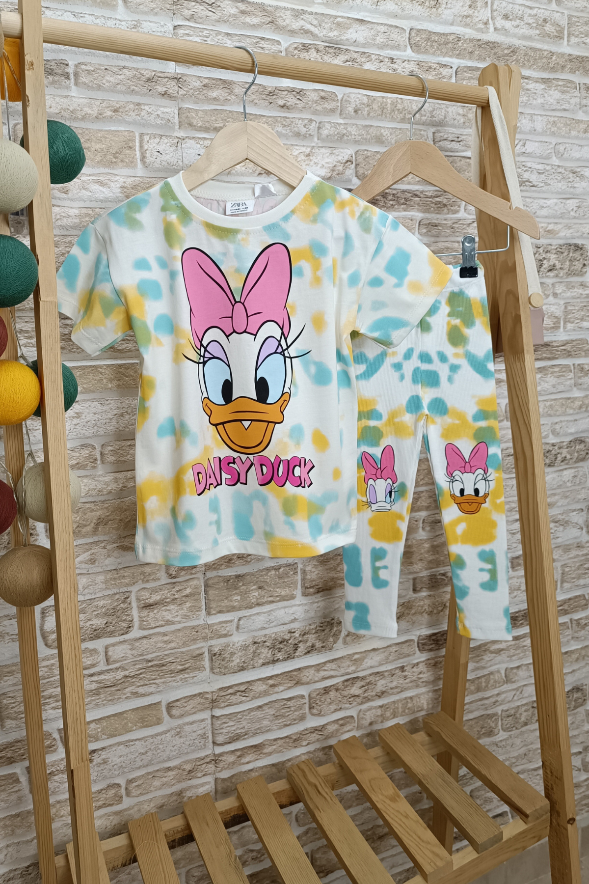 Daisy Baskılı Fitilli Taytlı Takım