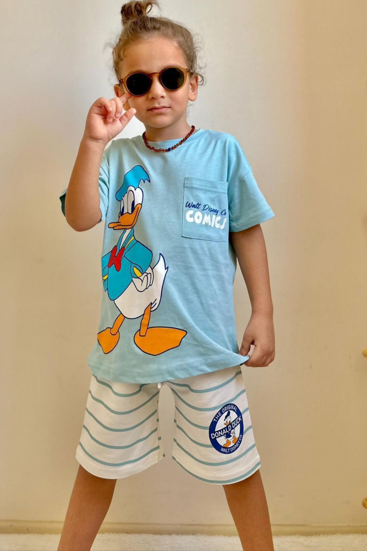 Donald Su Yeşili Çizgili Şortlu Takım