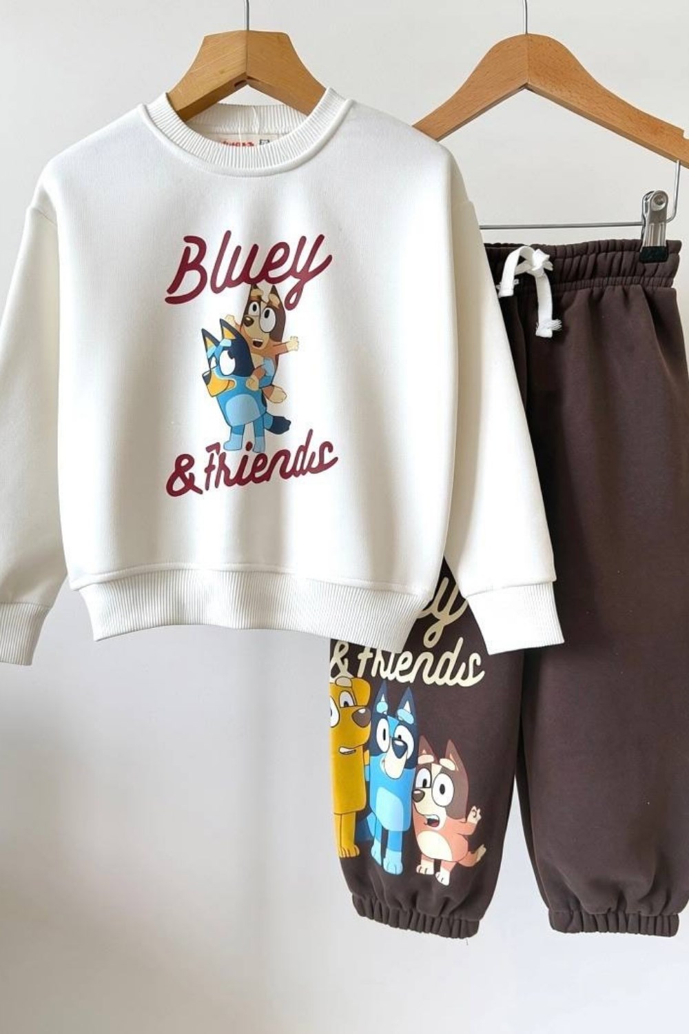 Erkek Çocuk 3 İplik Bluey Kahveli Takım