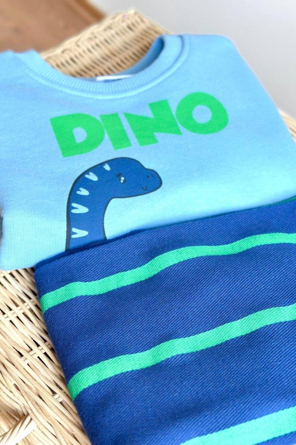 Erkek Çocuk 3 İplik Dino Mavi Takım