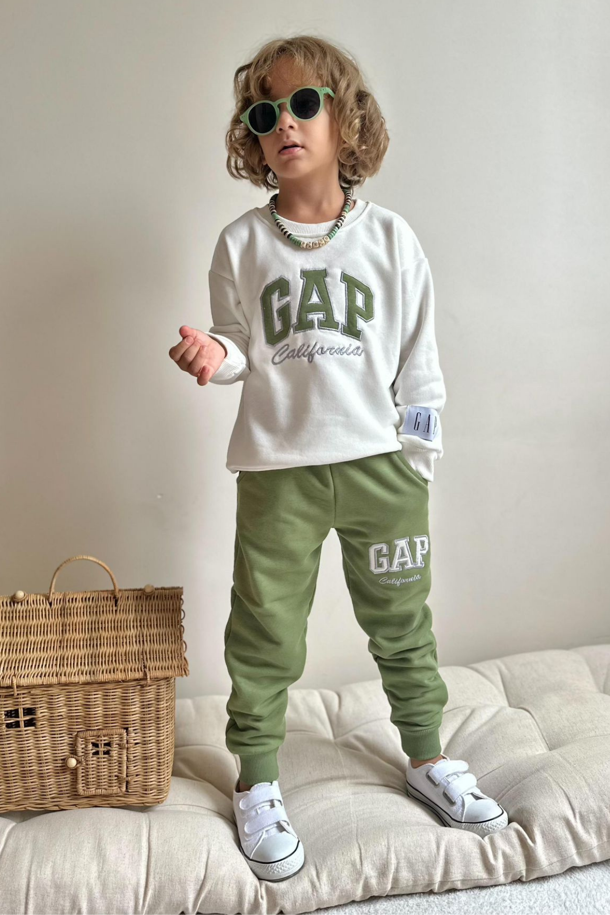 Erkek Çocuk 3 İplik YağYeşili Gap Takım