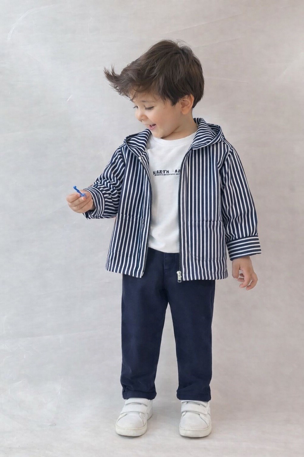 Erkek Çocuk 3lü Tshirt Dahil Laci Çizgili Denim Takım