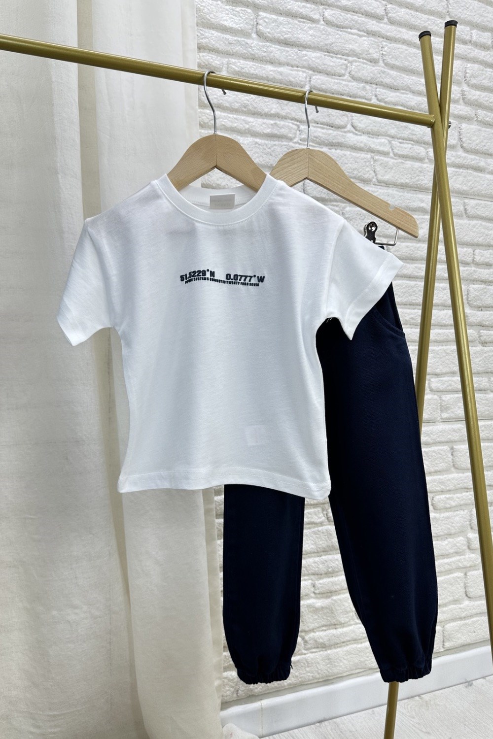 Erkek Çocuk 3lü Tshirt Dahil Laci Çizgili Denim Takım