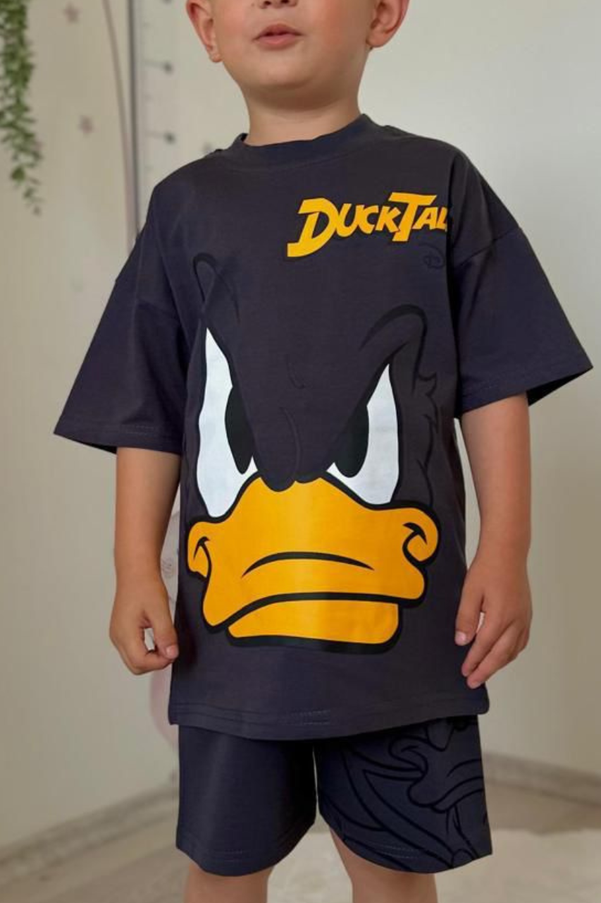 Erkek Çocuk Ducktales Antrasit Şortlu Takım
