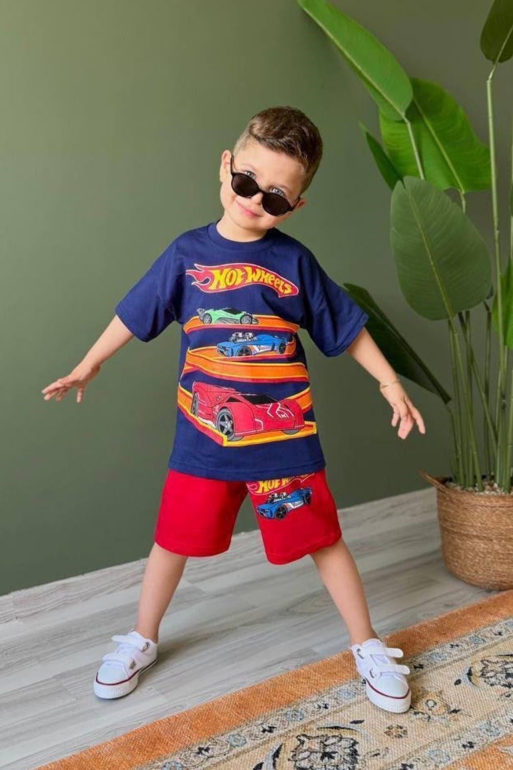 Erkek Çocuk Hot Wheels Şortlu Takım