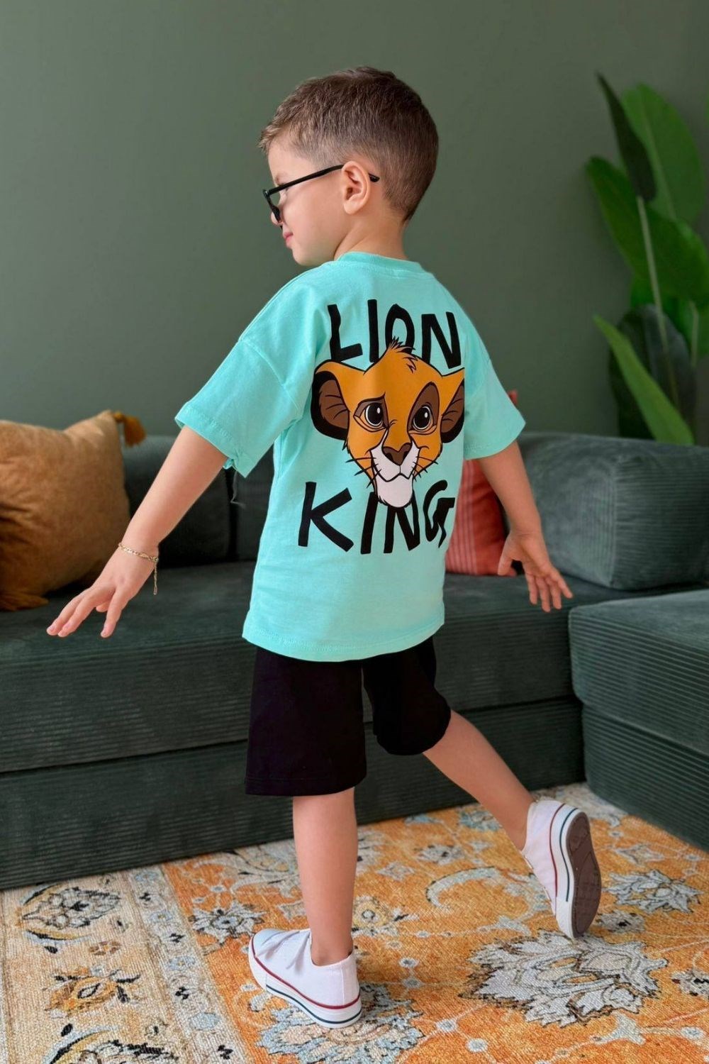 Erkek Çocuk Lion King Turkuaz Şortu Takım