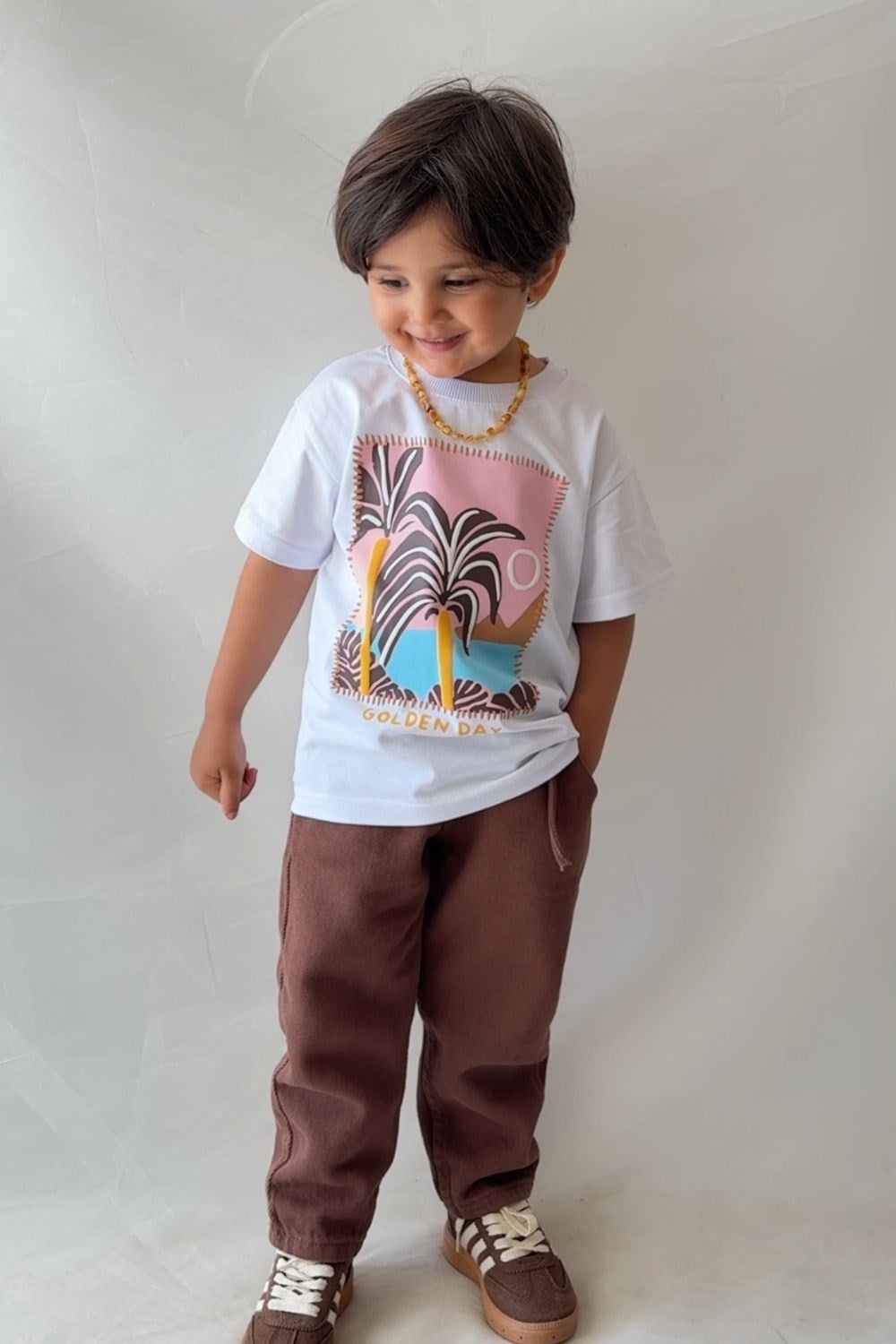 Erkek Çocuk Palmiye Tshirt Gabardin Pantolon Takım