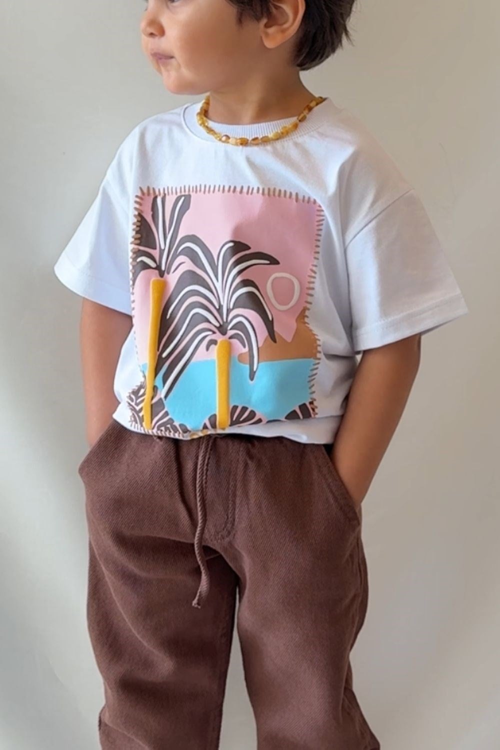 Erkek Çocuk Palmiye Tshirt Gabardin Pantolon Takım