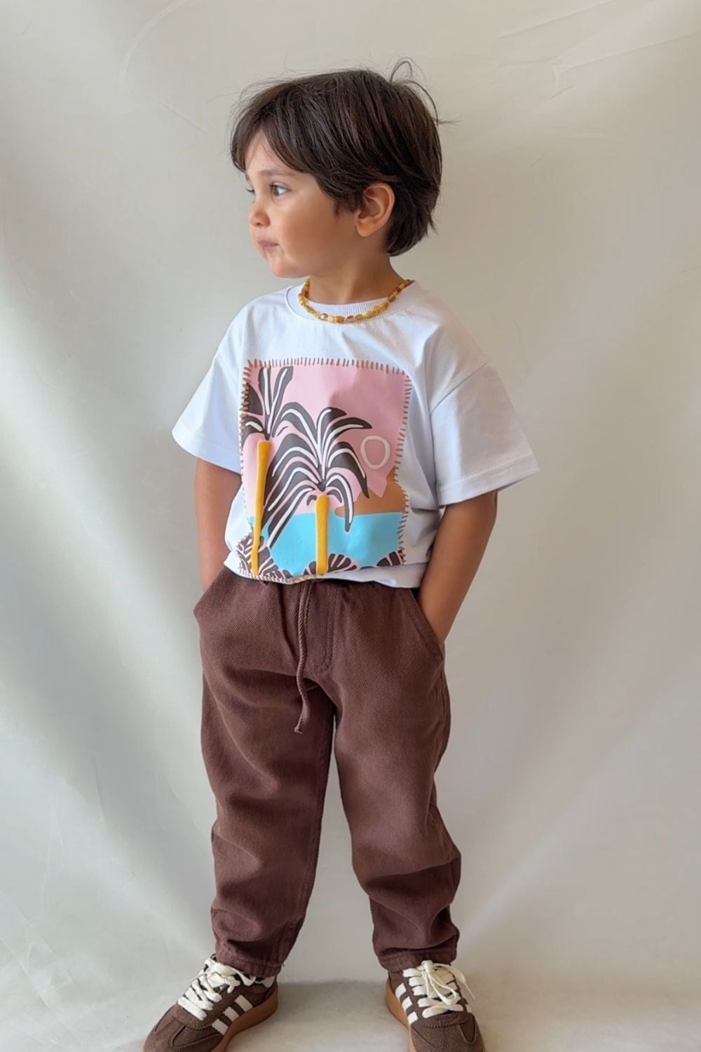 Erkek Çocuk Palmiye Tshirt Gabardin Pantolon Takım