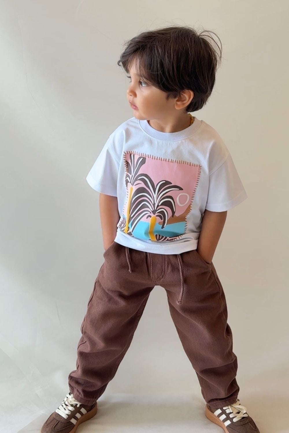 Erkek Çocuk Palmiye Tshirt Gabardin Pantolon Takım