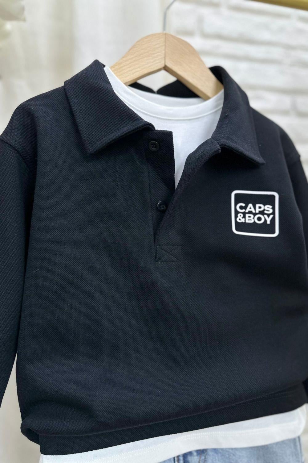 Erkek Çocuk Polo Yaka Siyah Jean Takım 