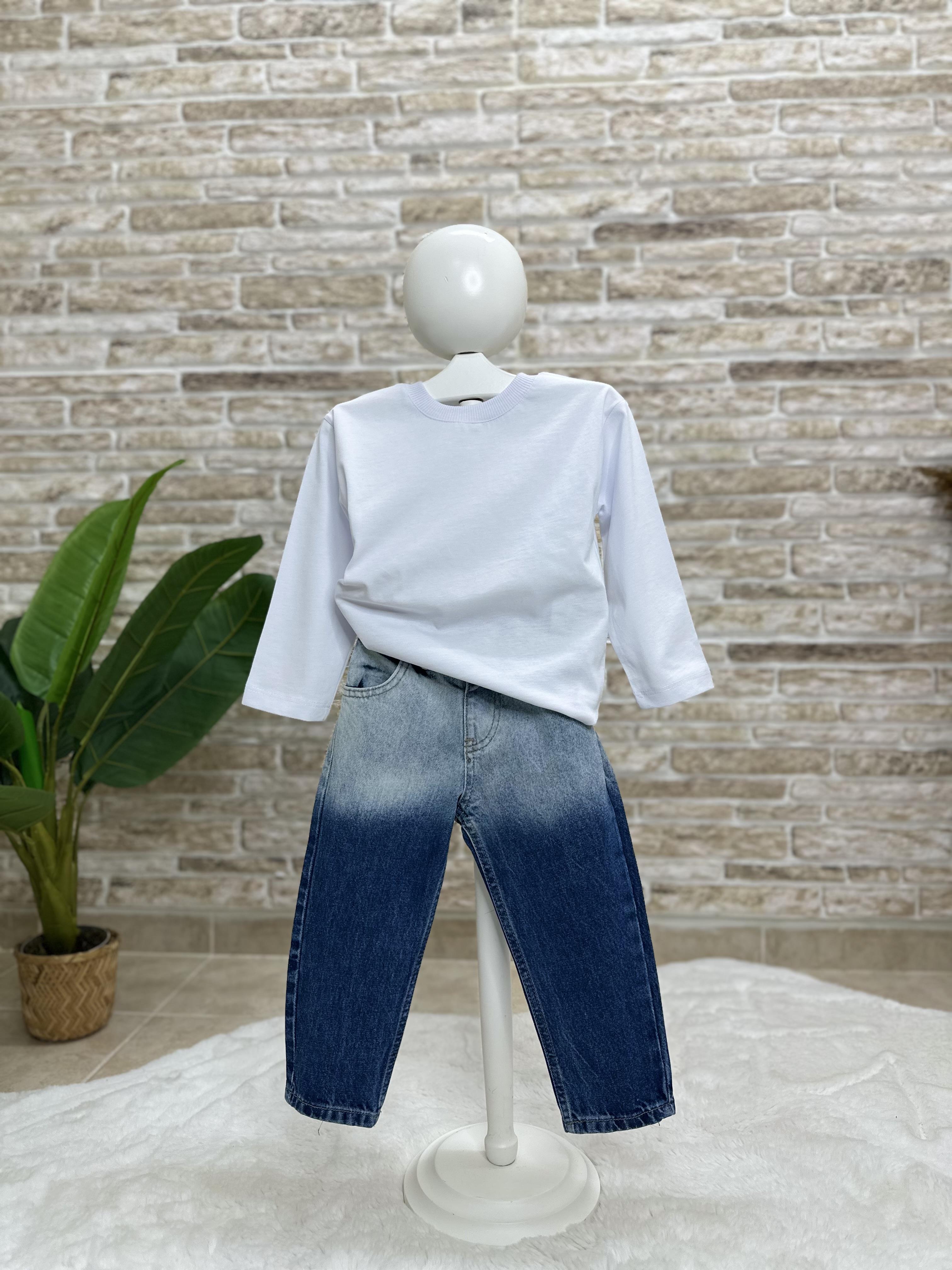 Erkek Çocuk Yıkama Detaylı Mavi Jean