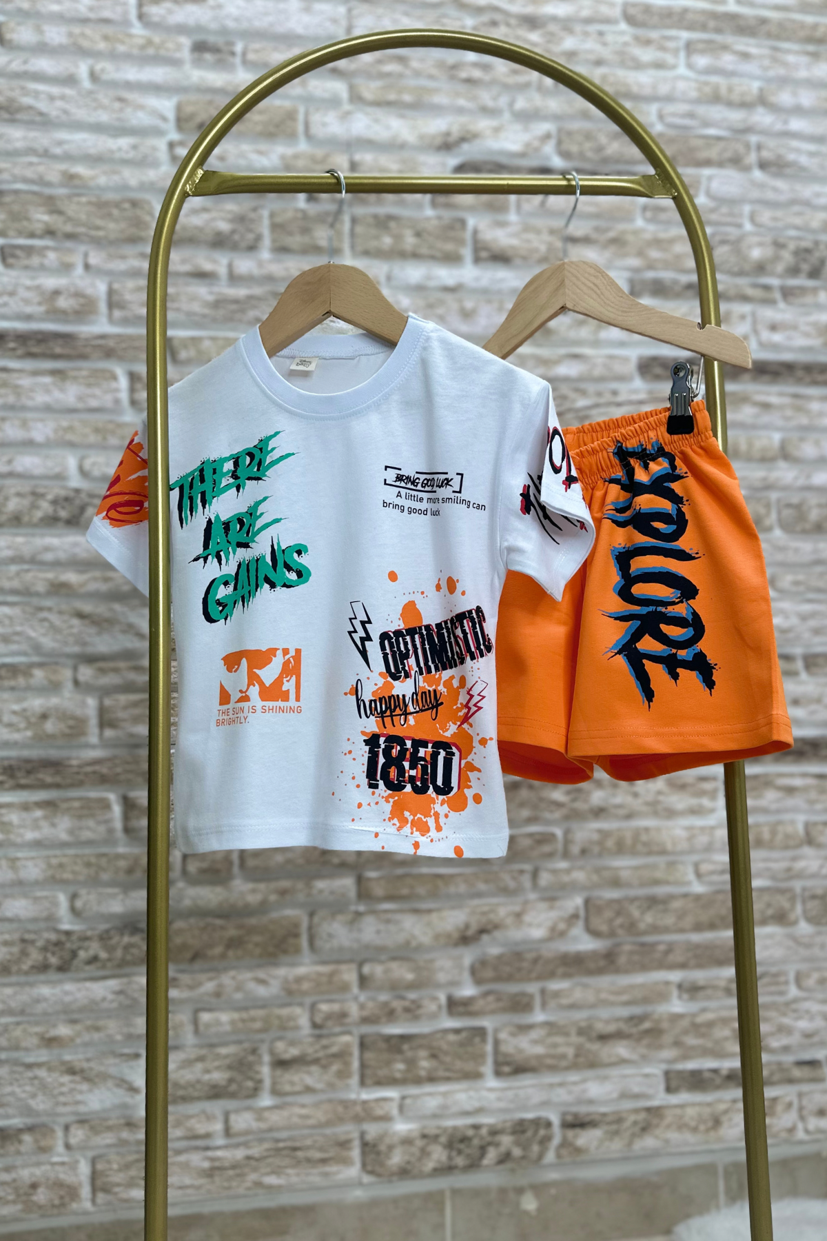 Explore Oranj Tshirt Şort Takım