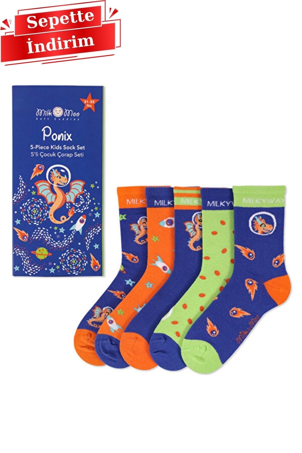 İthal Ponix 5li Paket Çocuk Çorapları