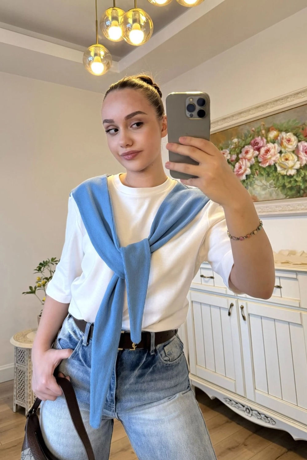 Kadın Sweat Bağlama Detaylı Tişört