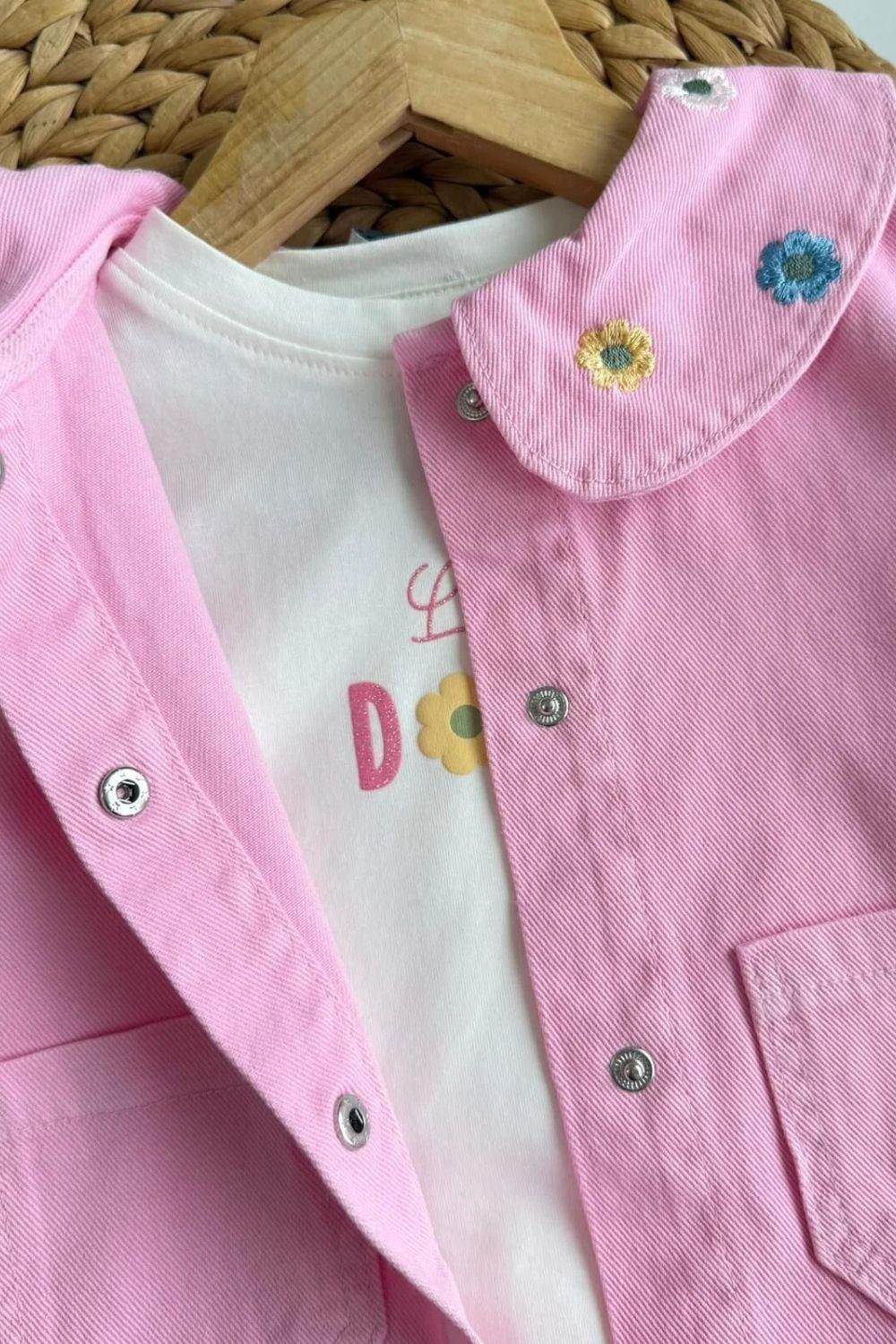 Kız 3lü Premium Özel Seri Pembe Tshirt Dahil Takım