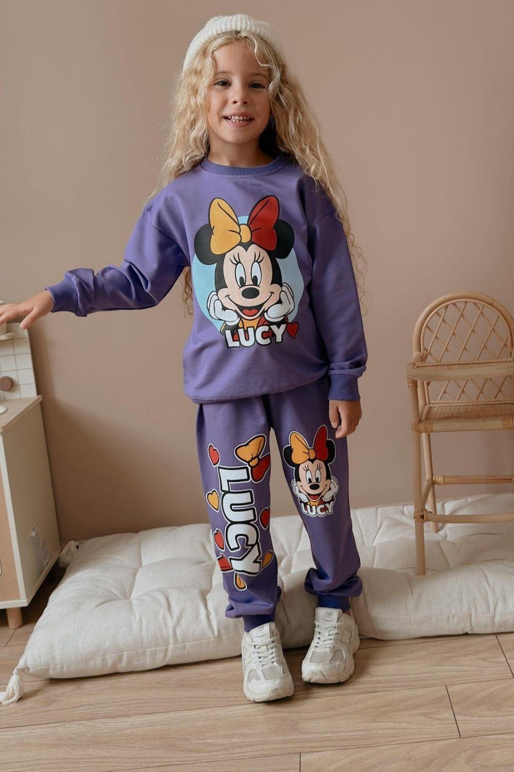 Kız Çocuk 2 iplik Minnie Mor Takım