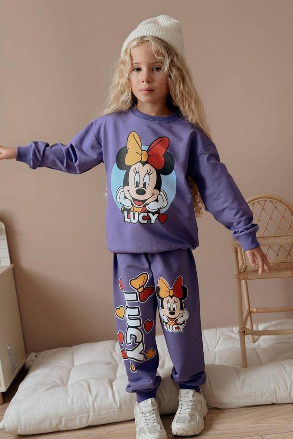 Kız Çocuk 2 iplik Minnie Mor Takım