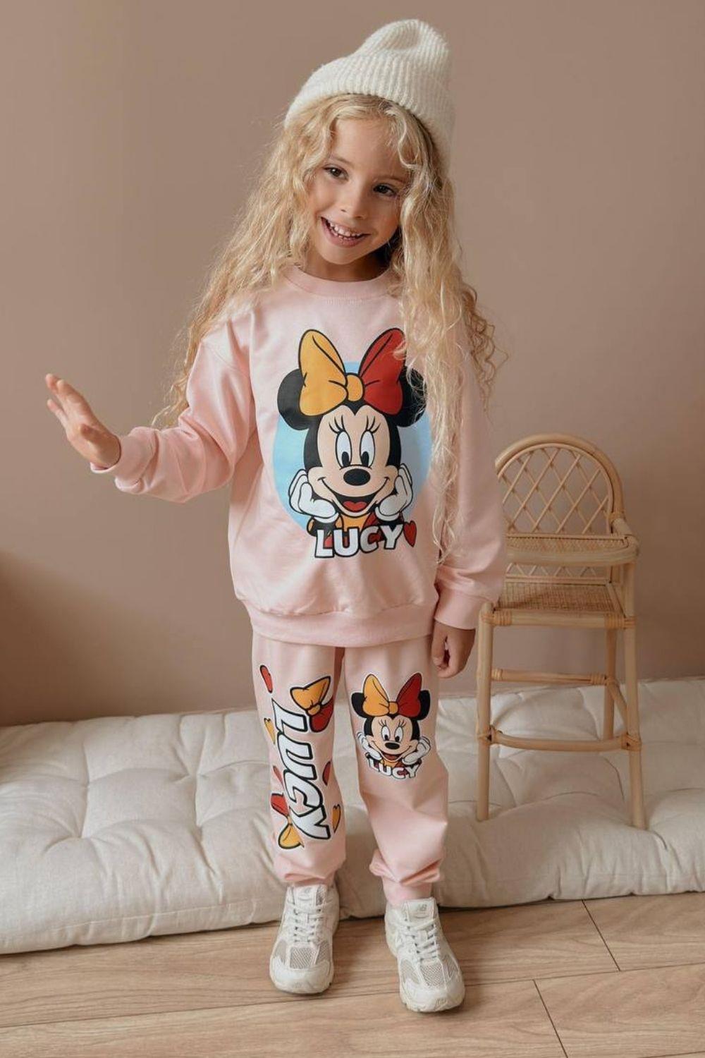 Kız Çocuk 2 iplik Minnie Pudra Takım