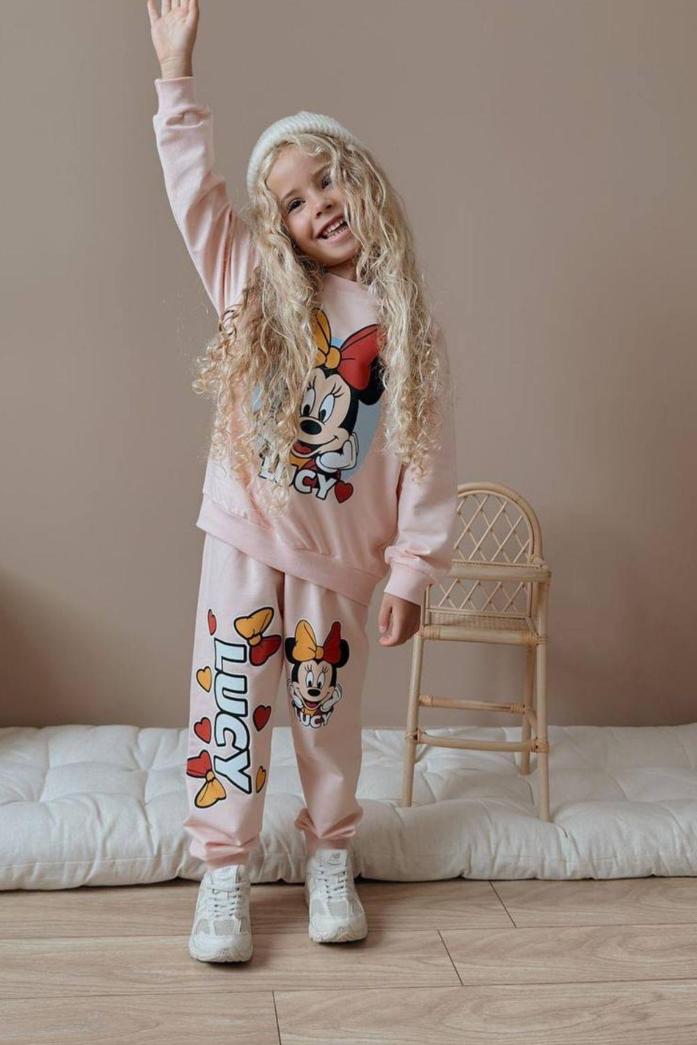 Kız Çocuk 2 iplik Minnie Pudra Takım