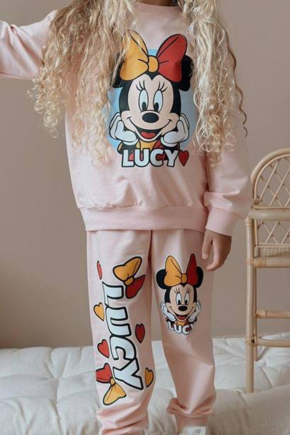 Kız Çocuk 2 iplik Minnie Pudra Takım