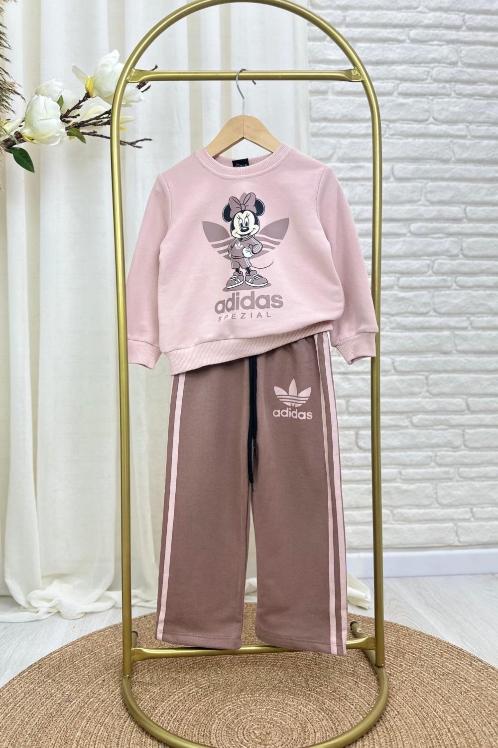 Kız Çocuk 3 İplik Adids Minnie Bej Takım