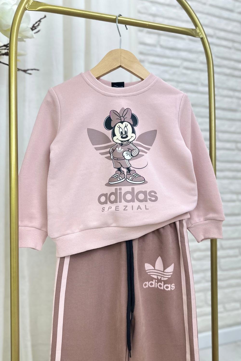 Kız Çocuk 3 İplik Adids Minnie Bej Takım