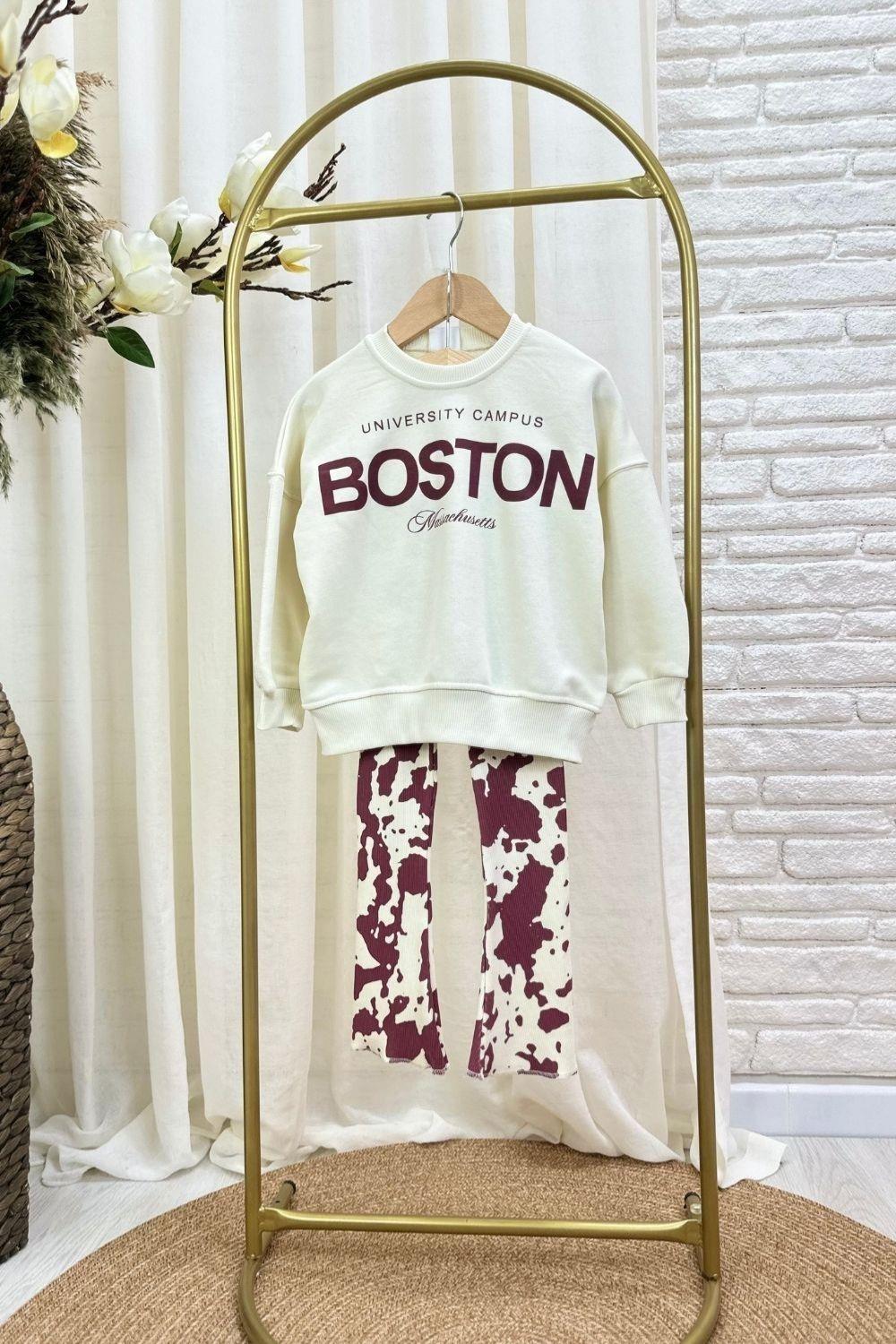 Kız Çocuk 3 iplik Boston Taytlı Takım