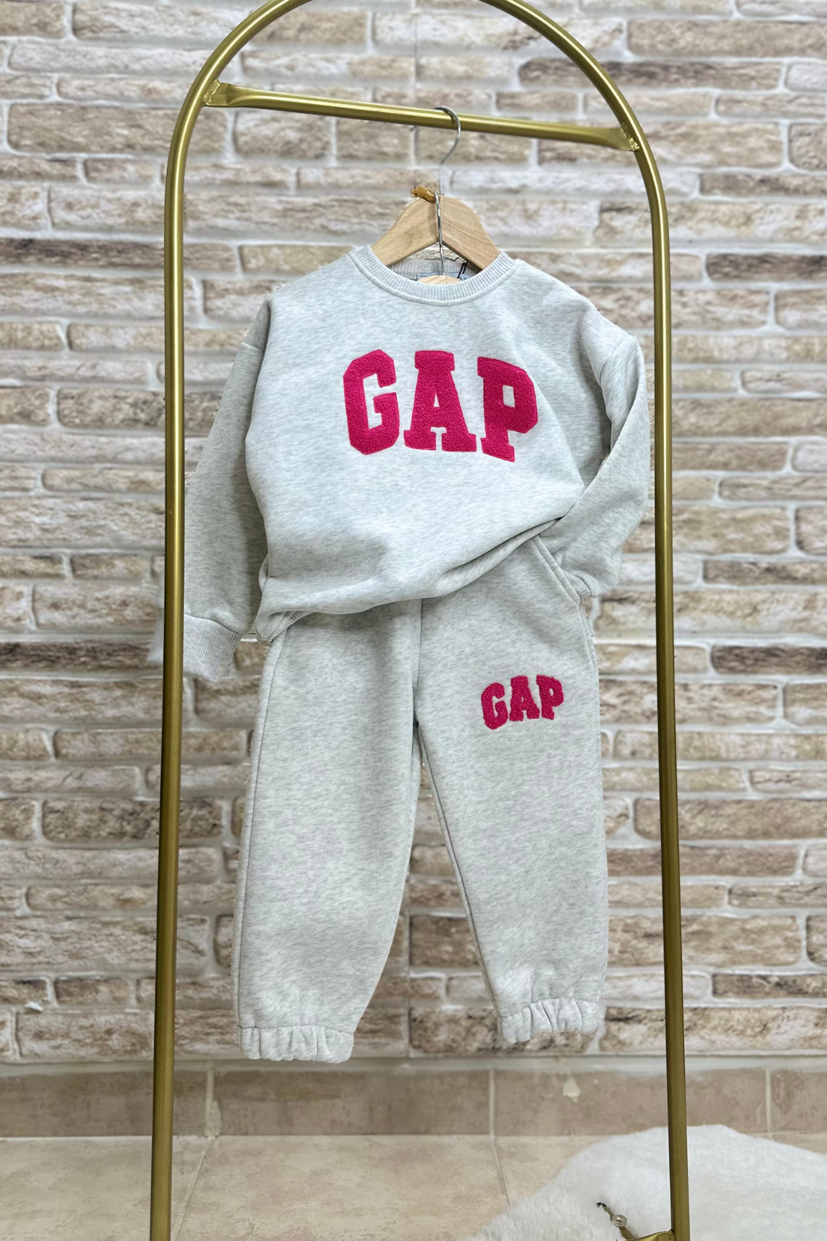 Kız Çocuk 3 İplik Gri Gap Takım
