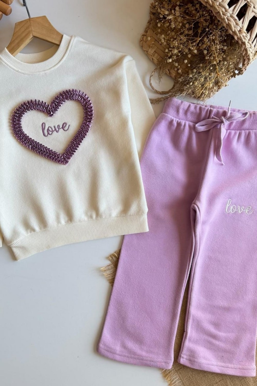 Kız Çocuk 3 İplik Love Lila Takım
