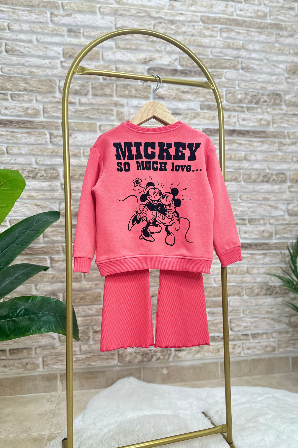 Kız Çocuk 3 İplik Mickey & Minnie İspanyol Tayt Takım 