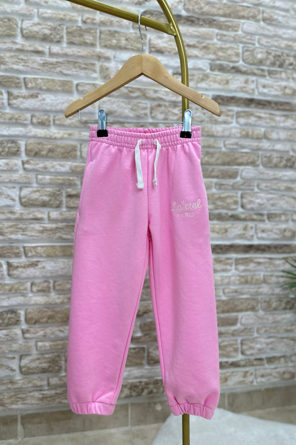 Kız Çocuk 3 İplik  Pembe Yarım Fermuarlı İkili Takım