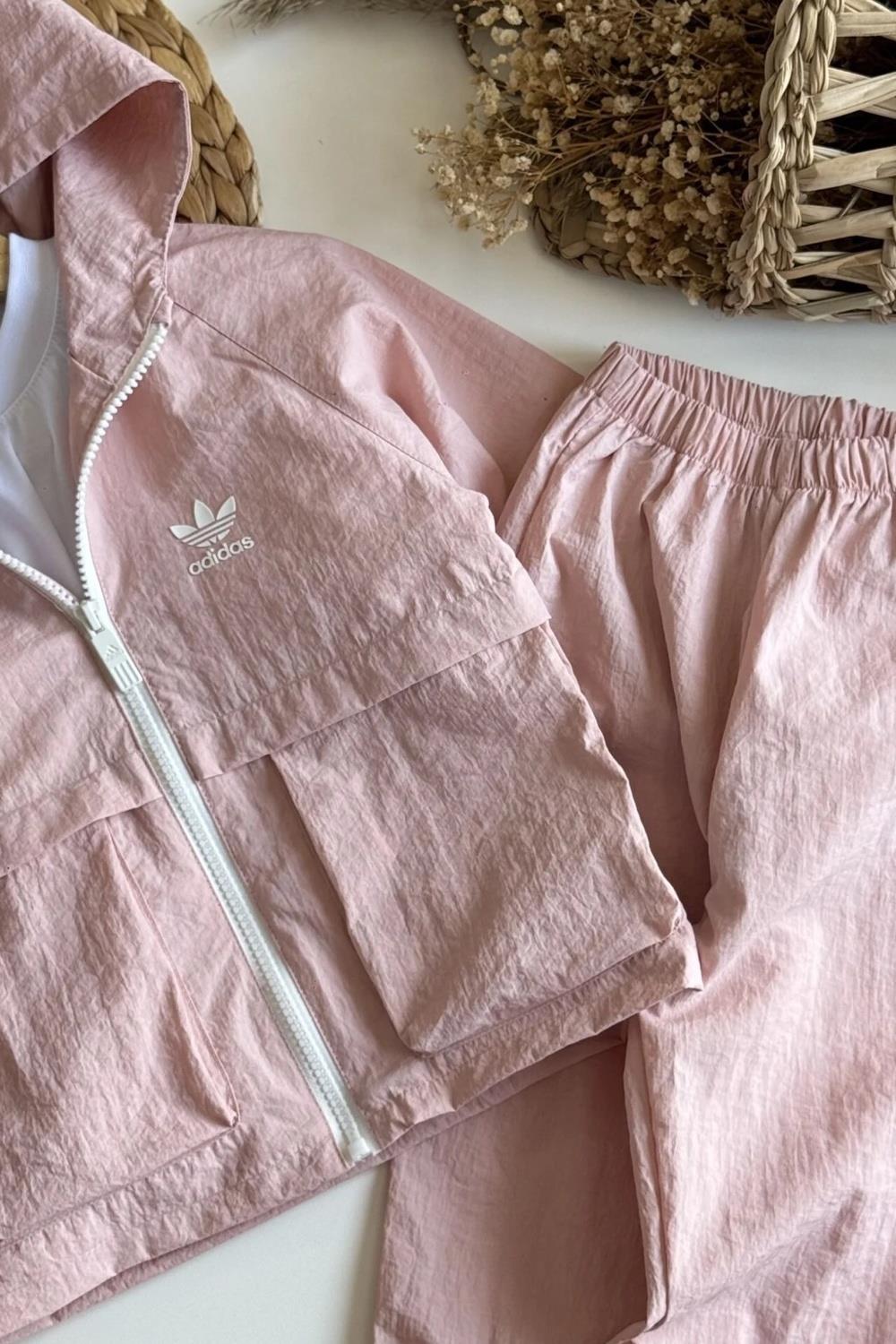 Kız Çocuk  Astarlı Su Geçirmez Adids Pembe Takım