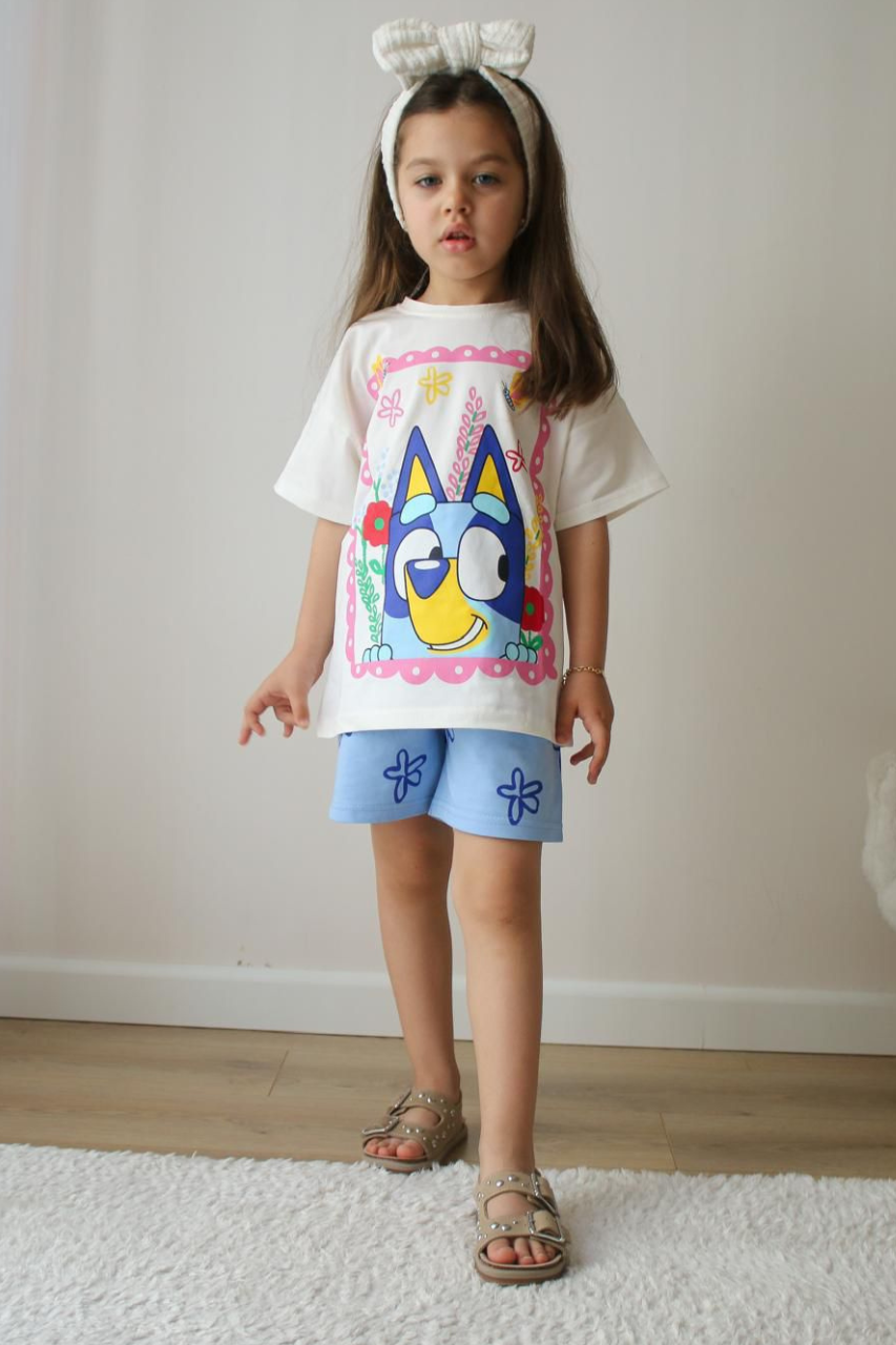 Kız Çocuk Bluey Şortlu Takım