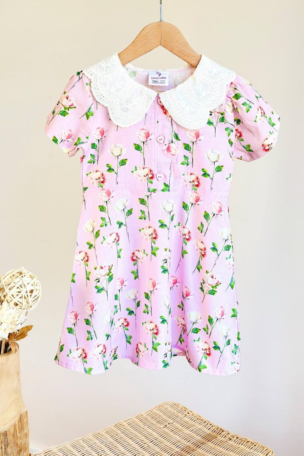 Kız Çocuk Çiçekli Cotton Elbise 