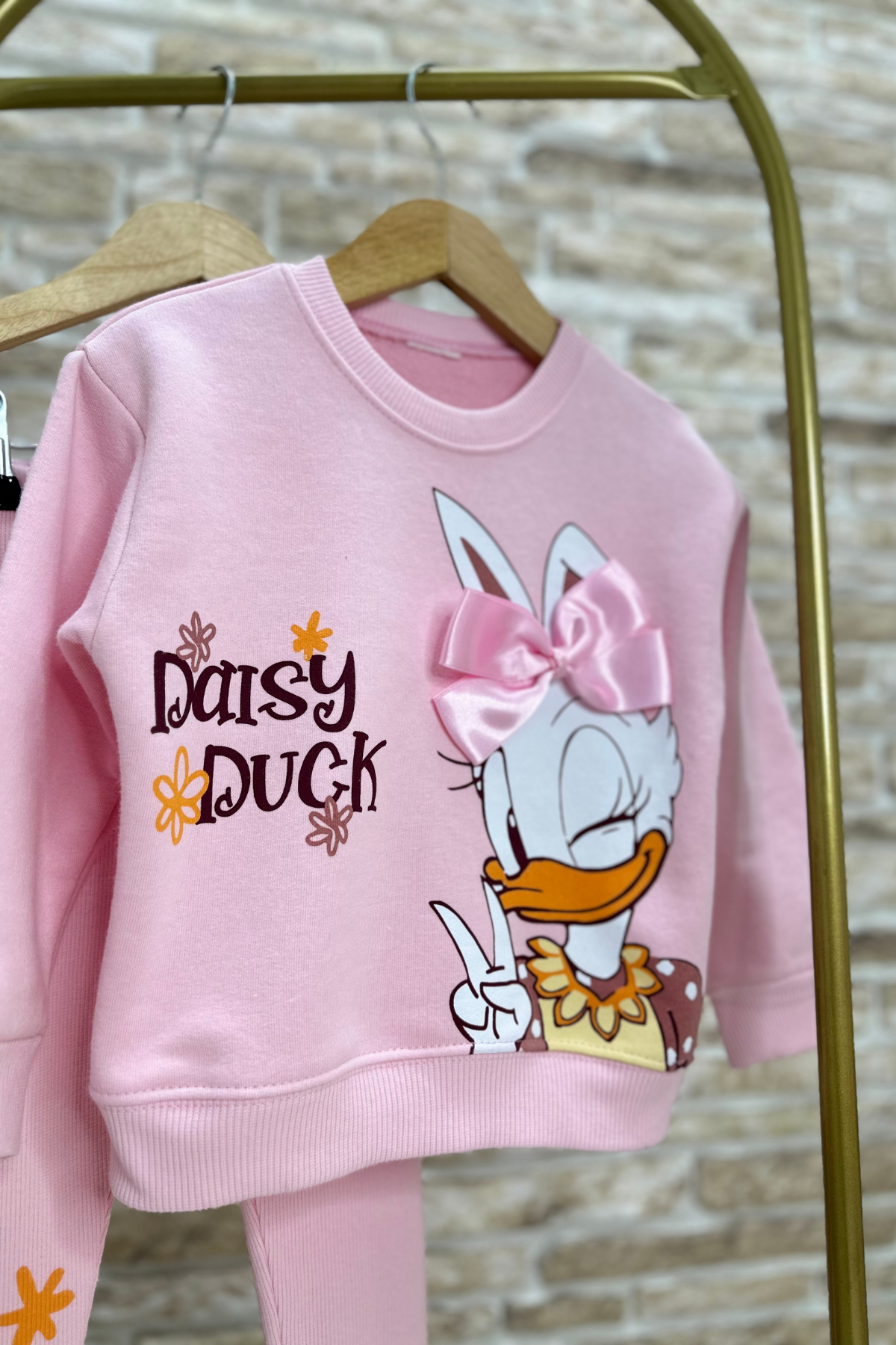 Kız Çocuk Daisy Baskı 3 iplik Taytlı Takım
