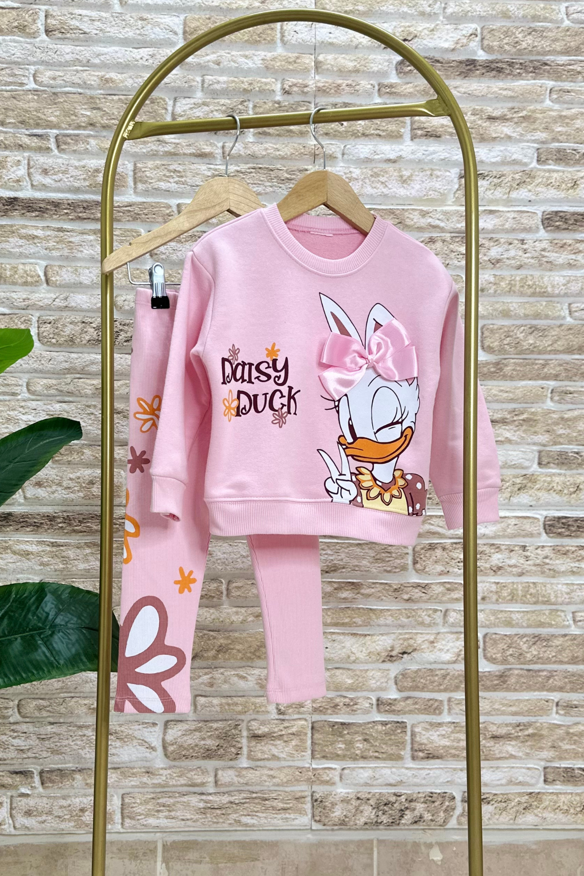 Kız Çocuk Daisy Baskı 3 iplik Taytlı Takım