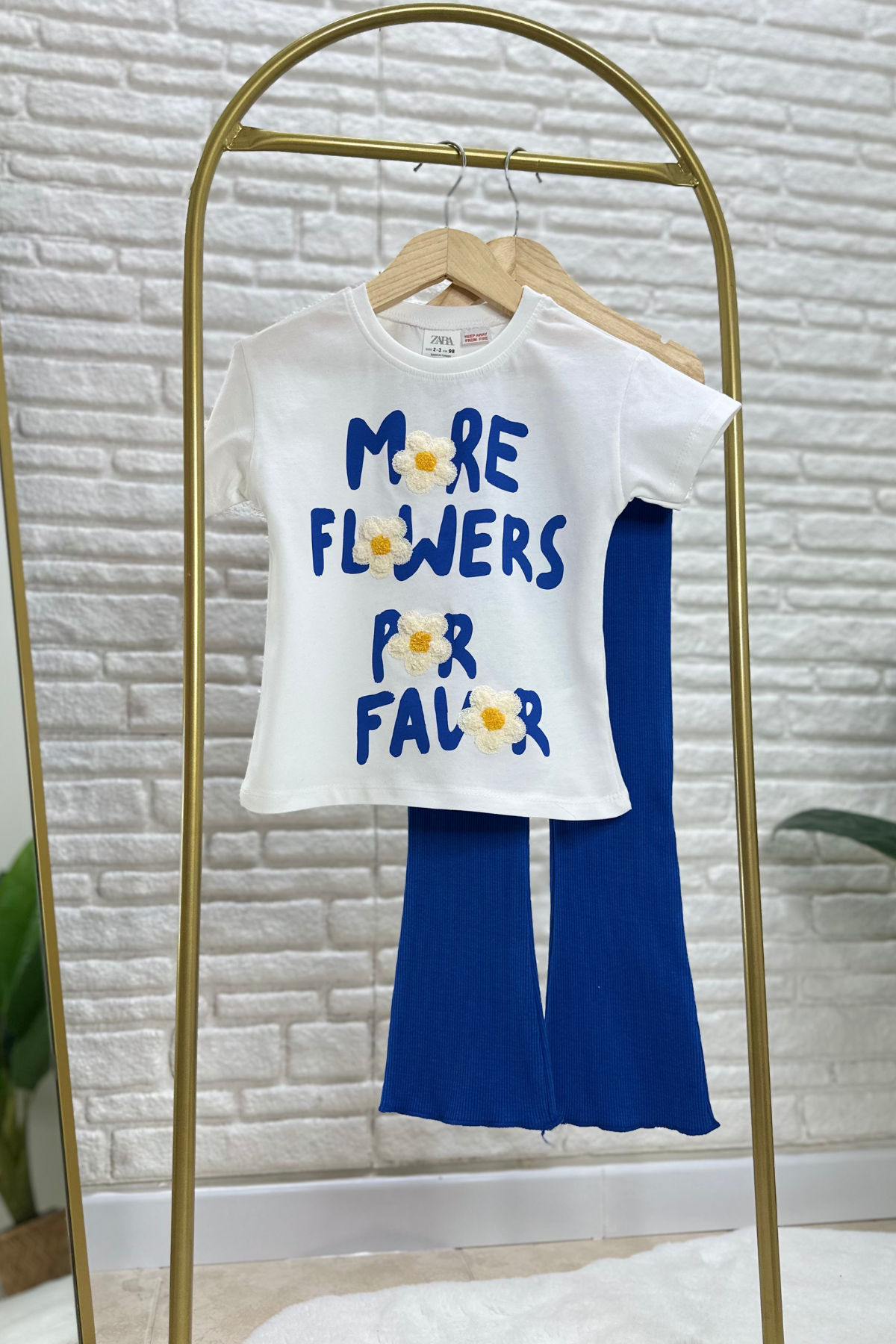 Kız Çocuk Flowers İspanyol Taytlı Takım