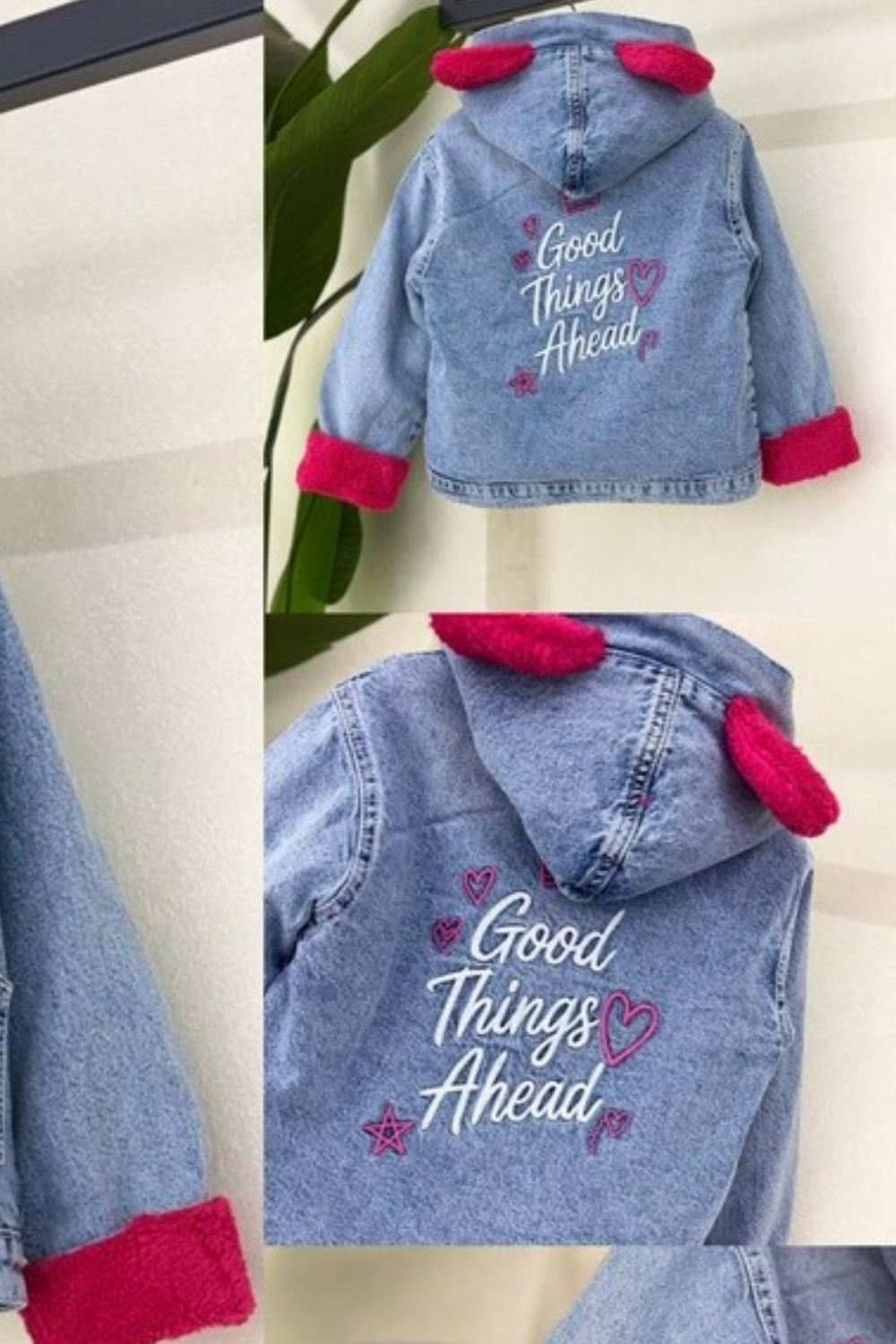 Kız Çocuk İçi Peluş Kot Mont Fuşya