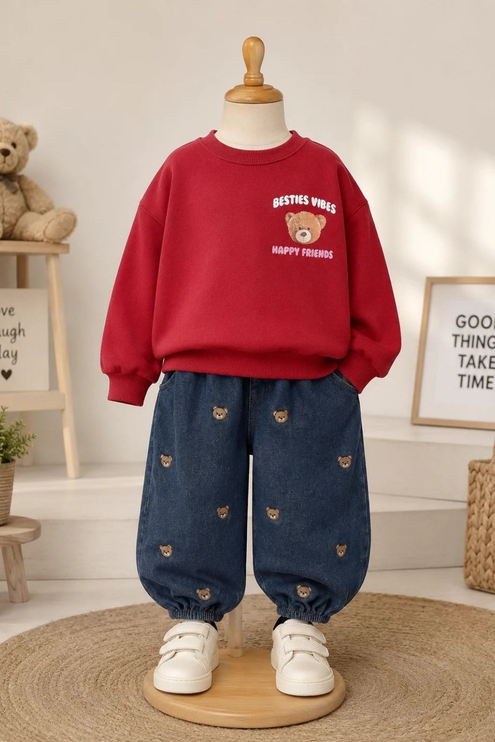Kız Çocuk Laciel Bear Baloon Jean Takım